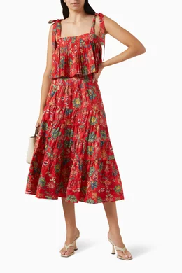 Buy Ulla Johnson Red Ivy Cropped Tank Top in Cotton For Women