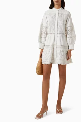 chemise mini dress Cream Lace Trim Sleeveless Slip Mini Dress