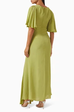 Buy De La Vali Green Arlowe Maxi Dress in Crepe de Chine For Women Online |  Ounass Saudi