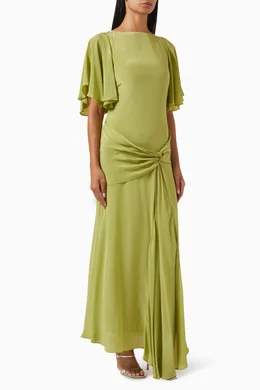 Buy De La Vali Green Arlowe Maxi Dress in Crepe de Chine For Women Online |  Ounass Saudi