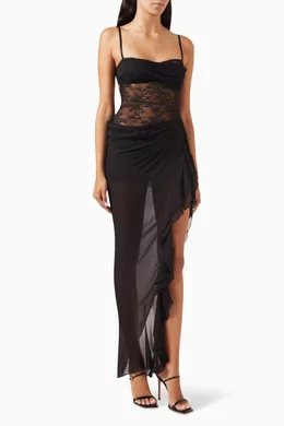 Buy Bec + Bridge Black Liv Asymmetric Lace Dress in Stretch Nylon For Women  Online | Ounass Saudi