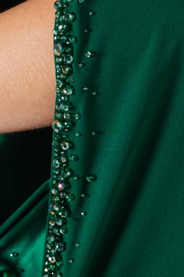 Buy Tarik Ediz Green Lost Elbise Belted Maxi Dress in Crepe For Women  Online | Ounass Saudi