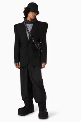 Buy Balenciaga Black Cut-away Boxy-fit Jacket in Wool For