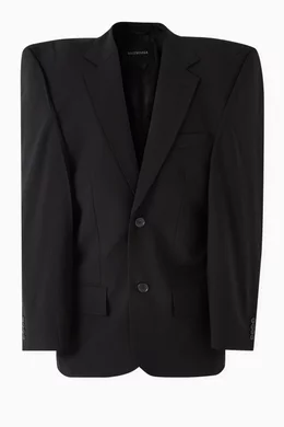 Buy Balenciaga Black Cut-away Boxy-fit Jacket in Wool For