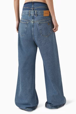 Buy The Attico Blue Layered Baggy Wide-leg Jeans For Women
