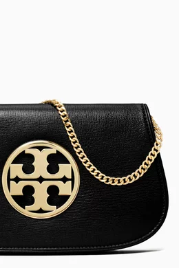 Tory burch black clutch with gold chain shop