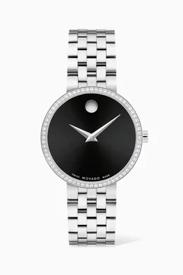 Buy Movado Black Museum Classic Quartz Diamond Stainless Steel