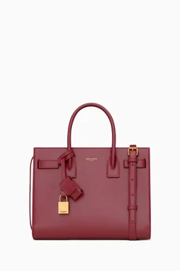 Buy SAINT LAURENT Red Baby Sac du Jour Tote Bag in Leather For