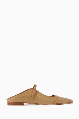 Buy Malone Souliers Neutral Maureen Flats in Croc embossed Leather For Women Online Ounass Saudi