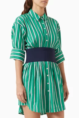 staud green stripe dress STAUD, Ivar Dress in Chartreuse Stripe Nautic Stripe, Size XS/Small main image 1