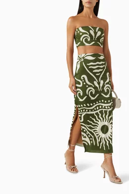 Buy Cala de La Cruz Green Adia Maxi Skirt For Women Online | Ounass Saudi