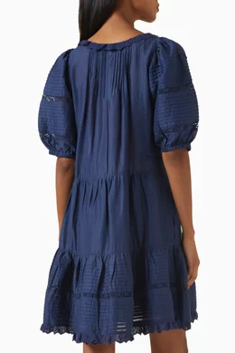 knee length dresses for ladies Green Ceci Embroidery Capelet Mini Dress