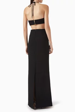 Buy Rebecca Vallance Black Chelsea Halter Gown For Women