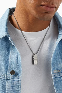 Buy Emporio Armani Silver Dog Tag Necklace in Stainless Steel For Men Online Ounass Saudi