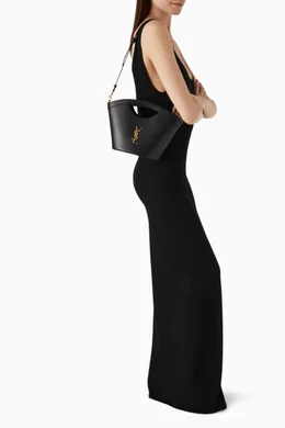 Buy SAINT LAURENT Black Mini Celia Tote in Smooth Leather