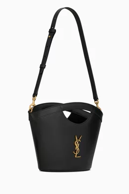 Buy SAINT LAURENT Black Mini Celia Tote in Smooth Leather