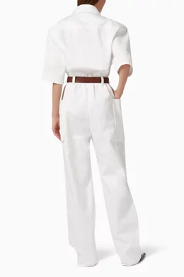 【関税＆送料込み】Saint Laurent Cotton Gabardine Jumpsuit Buy SAINT LAURENT White Belted Jumpsuit in Cotton Gabardine