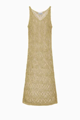 Buy Ganni Gold Metallic Cover-up Dress in Viscose-knit For Women Online |  Ounass Saudi