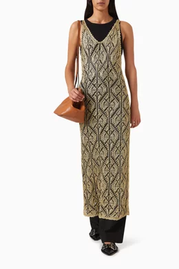 Buy Ganni Gold Metallic Cover-up Dress in Viscose-knit For Women Online |  Ounass Saudi