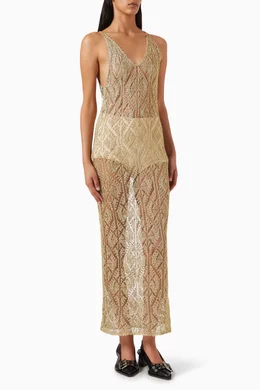 Buy Ganni Gold Metallic Cover-up Dress in Viscose-knit For Women Online |  Ounass Saudi