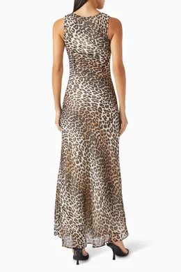 Buy Ganni Brown Leopard-print Maxi Dress in Chiffon For Women Online |  Ounass Saudi