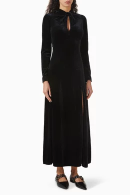ganni velvet jersey gathered long dress Buy Black Midi in Velvet-jersey For Women Online Category_Wedding