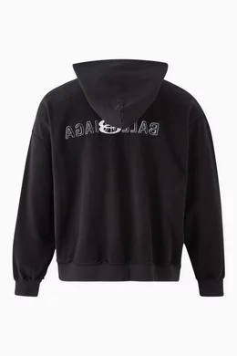 Buy Balenciaga Black Unisex Inside-out Zip Hoodie in Cotton-fleece