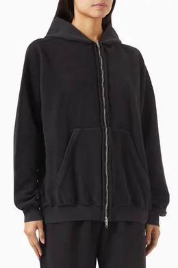 Buy Balenciaga Black Unisex Inside-out Zip Hoodie in Cotton-fleece