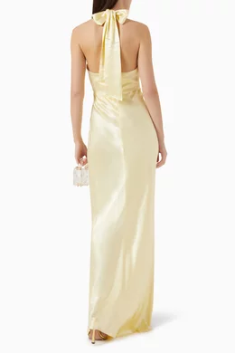 Buy Shona Joy Yellow La Lune Ruched Halter Maxi Dress For Women Online |  Ounass Saudi
