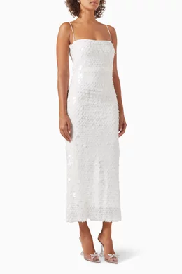 Buy The New Arrivals by Ilkyaz Ozel White Phoenix Sequin Midi Dress For  Women Online | Ounass Saudi