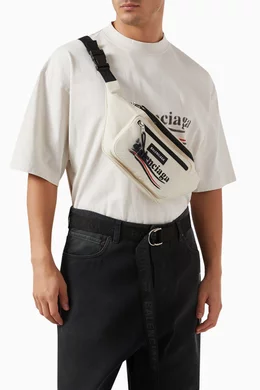 Buy Balenciaga White Explorer Political Stencil Belt Bag in
