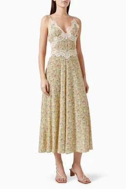 Buy DEN Green Venus Lace-trimmed Dress in Silk Crepe de Chine For Women  Online | Ounass Saudi