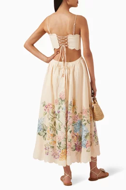 halliday scallop midi dress in cream watercolour floral zimmermann Buy White Linen For Women Online Color:As Picture:Ivory/Sand Creamy Cilantro Dressing (South drop:february2020 White floral linen