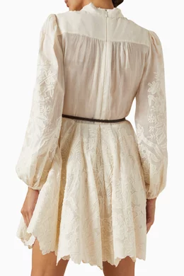 Buy Zimmermann Neutral Ottie Embroidered Mini Dress in Linen For Women  Online | Ounass Saudi