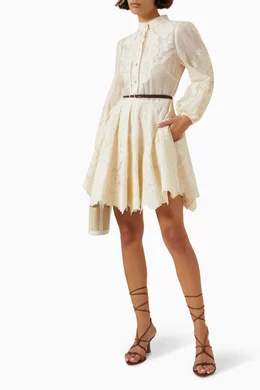 Buy Zimmermann Neutral Ottie Embroidered Mini Dress in Linen For Women  Online | Ounass Saudi