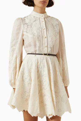 Buy Zimmermann Neutral Ottie Embroidered Mini Dress in Linen For Women  Online | Ounass Saudi