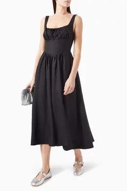 Buy Reformation Black Balia Midi Dress in Linen For Women Online | Ounass  Saudi