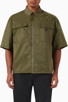 Buy Prada Neutral Zip-up Shirt in Re-nylon For Men Online | Ounass