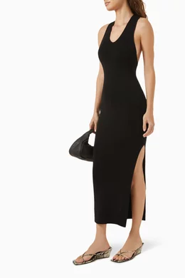 Buy St Agni Black Plunge-neck Knit Midi Dress in Tencel Blend For Women  Online | Ounass Saudi