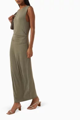 Buy St Agni Green Drape Midi Dress in Cupro Jersey For Women Online |  Ounass Saudi