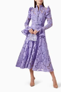 Buy Leo Lin Purple Aliyah Butterfly-sleeve Midi Dress in Lace For Women  Online | Ounass Saudi