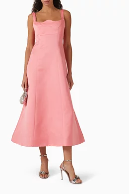 Buy Leo Lin Pink Odette A-line Midi Dress For Women Online | Ounass Saudi