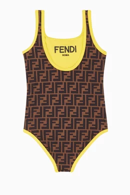 Buy Fendi Brown FF Reversible One piece Swimsuit in Lycra For Girls Online Ounass Saudi