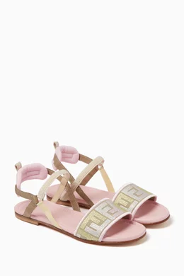 Buy Fendi Neutral FF Puzzle Sandals in Jacquard For Girls Online Ounass Saudi