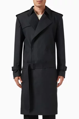 トレンチコート Burberry Black Silk Blend Trench Coat BURBERRY - Long trench coat in silk blend | Leam Roma