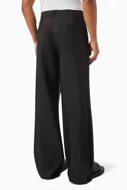 Buy Burberry Black Wide-leg Pants in Wool-silk For Men Online | Ounass Saudi