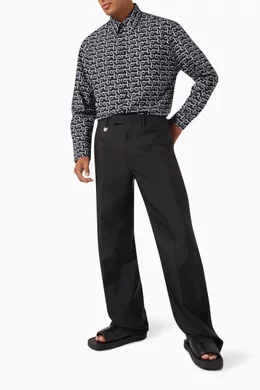 Buy Burberry Black Wide-leg Pants in Wool-silk For Men Online | Ounass Saudi