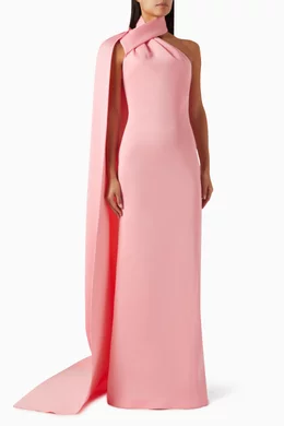 Pink cape gown sale