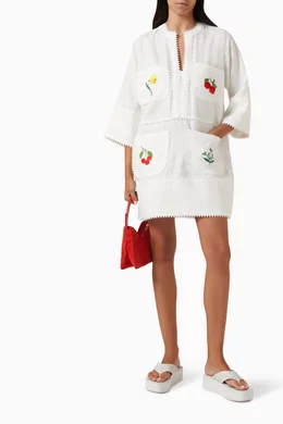 Zara Women's Embroidered Tunic Dress Buy Oroton White Embroidered Tunic  Dress In Linen For Women Online