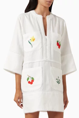 Buy Oroton White Embroidered Tunic Dress in Linen For Women Online Ounass Saudi